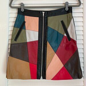 BCBGeneration Colorblock Faux Leather Skirt